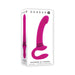 Packaging of Gender X Sharing Is Caring dual-ended rechargeable silicone vibrator in pink with 10 speeds and functions.