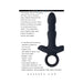 Black silicone rechargeable thrusting vibrator with textured shaft and ringed finger grip, waterproof and USB rechargeable.