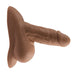 Realistic silicone stand-to-pee funnel in medium brown with detailed textures and flexible design for comfortable use.