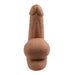 Realistic silicone stand-to-pee funnel in brown with life-like textures and flexible design for comfortable use.