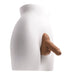 White mannequin torso wearing a realistic brown silicone stand-to-pee funnel with lifelike texture.
