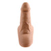 Realistic silicone stand-to-pee funnel in natural skin tone with detailed texture and flexible design.