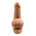 Realistic silicone stand-to-pee funnel with lifelike textures and flexible design in skin tone color.