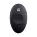 Black oval-shaped remote control with textured button and UKCA marking for rechargeable vibrating ring toy.
