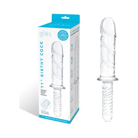Glas 11 in. Girthy Cock Double Ended with Handle - SexToy.com