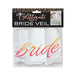 Packaged Glitterati Bride Veil with rose-gold ombre "Bride" script and glitter accents on white tulle veil.