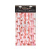 Packaging of Glitterati Penis Party metallic foil curtain set with two pink shimmering curtains for festive decoration.
