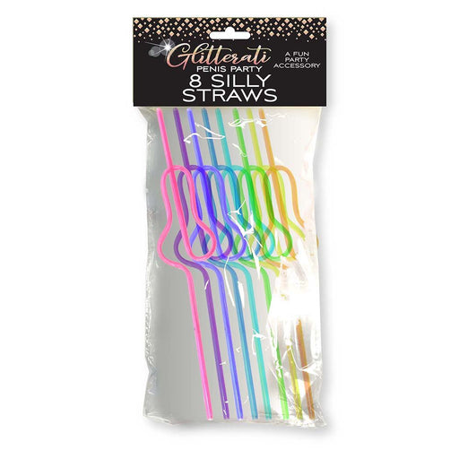 Pack of 8 colorful novelty silly straws in playful shapes, perfect for bachelorette parties and fun celebrations.