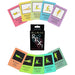 Glow-in-the-dark card game featuring illustrated couples in various intimate positions with colorful borders and a black box.