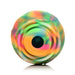 Rainbow-colored glow-in-the-dark rose-shaped clit stimulator with a central suction opening and layered petals design.