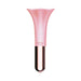 Pink flower-shaped massager with a metallic rose gold handle designed for targeted stimulation.