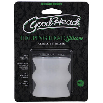 Goodhead Helping Head Silicone Ultimate BJ Helper in frosted white packaging by Doc Johnson