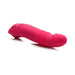 Magenta ergonomic silicone vibrator with textured shaft and curved tip, designed for targeted stimulation.