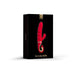 Packaging box of Gvibe Gcandy MINI dual motor vibrator in chili coral with gold accents on a white background.