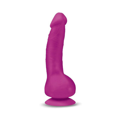Fuchsia Gvibe Greal MINI vibrator with suction cup base, made from lifelike BIOSKIN material.