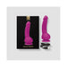 Fuchsia Gvibe Greal MINI vibrator with suction cup and USB magnetic charger next to black product box.