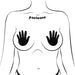 Illustration of a torso wearing black hand-shaped pasties covering the nipples.