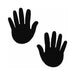 Pair of black adhesive pasties shaped like open hands on a white background.