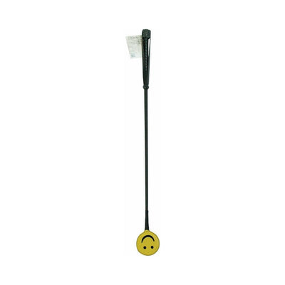 Black crop with a yellow happy face emoji detail on the tip, playful and cheerful accessory.
