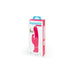 Packaging of Happy Rabbit Dual Density Pink vibrator showing product image and key features on a white and pink box.