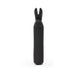 Compact black silicone bullet vibrator with flexible bunny ear tip for targeted stimulation.