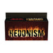 Hedonism card game box with bold flaming text on dark background, designed for adult party and intimate play.