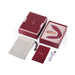 Wine red Hercules Remote C-shape Vibrating Plug with rose gold remote, USB charging cable, storage pouch, and instruction manual in matching box.