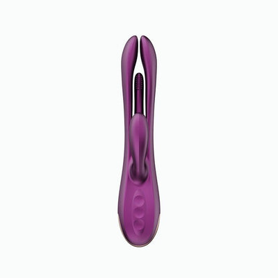 Purple Honey Play Box Terri app-controlled vibrator with hollowed split shaft and textured finger attachment.