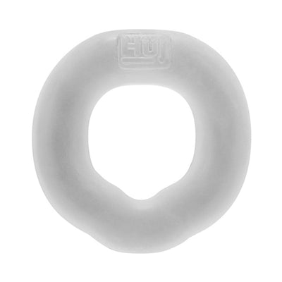White flexible silicone ergonomic C-ring with embossed Hunkyjunk logo on top.