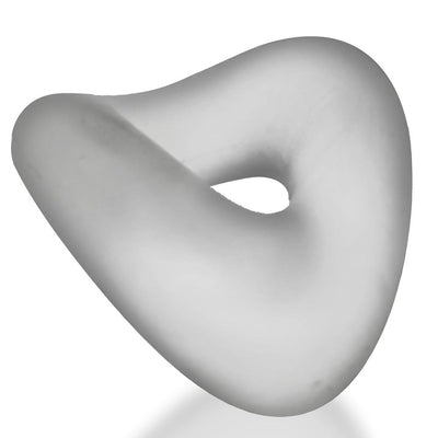 Gray soft silicone cockring with a unique triangular surround shape and a smooth matte finish.