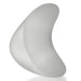 Curved soft gray silicone cockring with a smooth matte finish and ergonomic shape for comfortable wear.