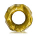 Gold metallic textured Hunkyjunk Fractal Tactile Cockring with a faceted design and embossed logo.