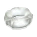 Translucent white Hunkyjunk Fractal Tactile cockring with a textured, faceted surface and embossed logo.