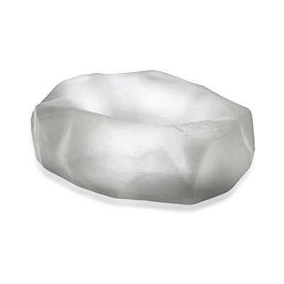 Translucent white Hunkyjunk Fractal Tactile Cockring with a faceted, geometric design and smooth matte finish.