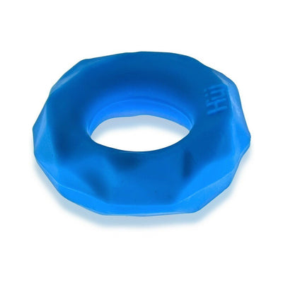 Blue Hunkyjunk Fractal Tactile Cockring with a textured, irregular outer edge and smooth inner ring design.