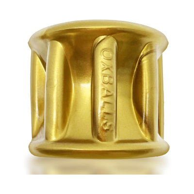 Glossy metallic bronze Hunkyjunk Gyroball ballstretcher with ribbed hourglass design and embossed logo.