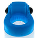 Blue rubbery stretch cockring with integrated black bullet vibrator and embossed REVERB logo on top.