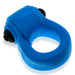 Blue stretchy cockring with integrated black bullet vibrator, designed for comfortable fit and targeted vibration.