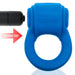 Blue stretchy cockring with removable black bullet vibrator labeled Reverb for versatile wear and stimulation.