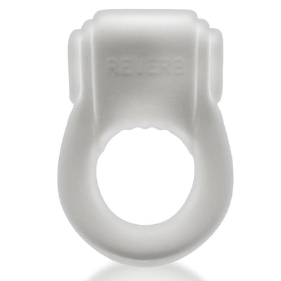 White stretchy rubbery cockring with integrated bullet vibrator, smooth matte finish, compact design.