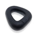 Black trapezoid-shaped flexible cockring with a matte finish and subtle brand embossing.