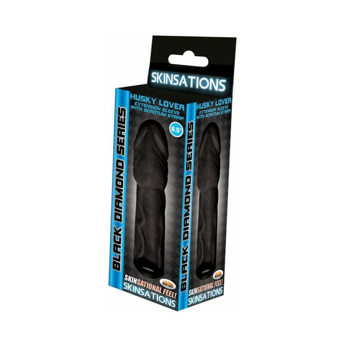 Husky Lover Extension Sleeve Scrotum Strap Black 6.5 inches - SexToy.com