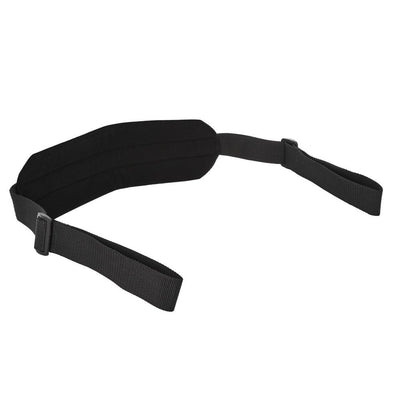 Black padded adjustable strap harness designed for enhanced comfort and support during intimate moments.