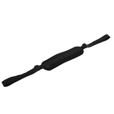 Black adjustable padded strap harness designed for comfort and support during intimate moments.