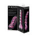Icicles No 43 pink hand-blown glass beaded massager with heart-shaped handle in elegant packaging.