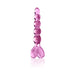 Pink glass beaded massager with a tapered tip and heart-shaped base, designed for elegant and precise stimulation.