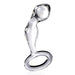 Clear hand-blown glass butt plug with curved design and safety ring base for secure, comfortable use.