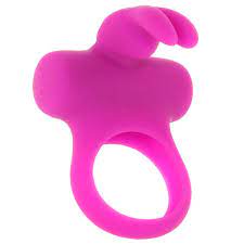 Pink rechargeable vibrating ring with bunny ear design for dual stimulation and enhanced performance.