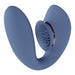 Blue silicone Twitch 3 vibrator with suction and insertable vibrating end, designed for versatile stimulation.