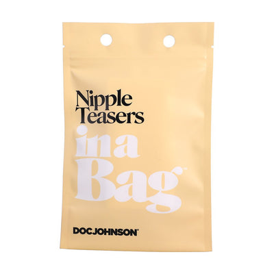Beige resealable pouch packaging for Doc Johnson Nipple Teasers In A Bag in black text.